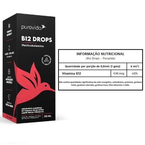 B12 Drops PURA VIDA Kaizen Saúde Integral
