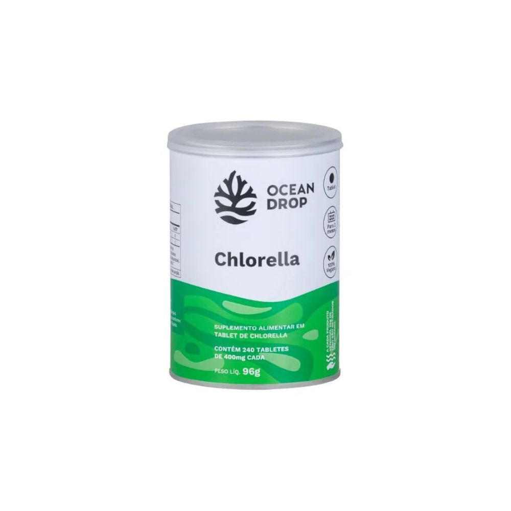 Chlorella 240 Tablets 400mg Ocean Drop Kaizen Saúde Integral